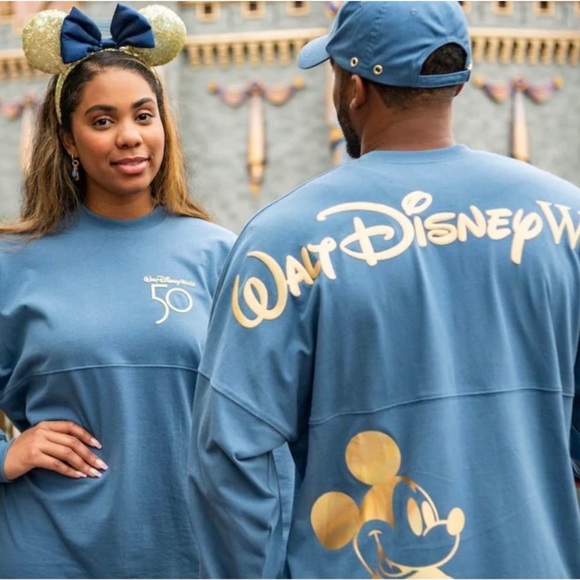 Disney Parks 50th Anniversary Gold & Blue Shimmer EARidescent Minnie Mouse Ears - Picture 2 of 5